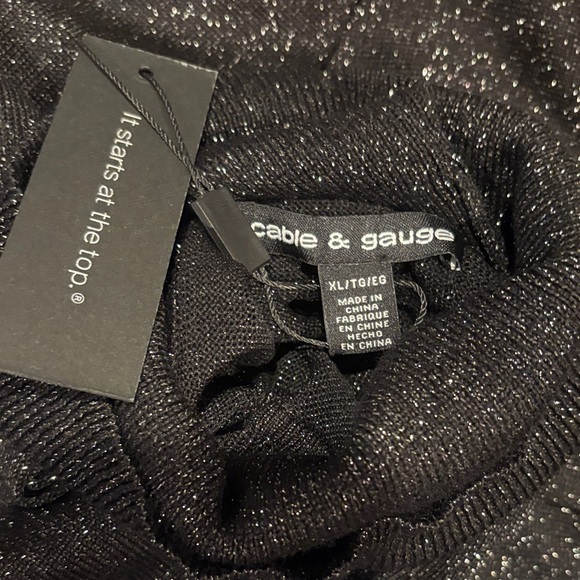 Cable & gage Elegant Black Sparkly Turtleneck Women's Top with short sleeves-XL - Picture 3 of 4